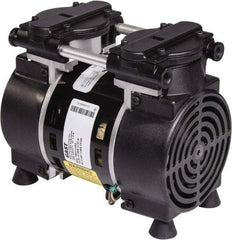 Gast - 3/4 hp, 4.5 CFM, 100 Max psi Piston Vacuum & Compressor Pump - 27 Hg/In, 115/230-1 Volt, 11" Long x 5" Wide x 8.29" High - Americas Industrial Supply