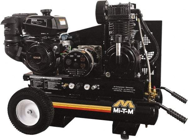 MI-T-M - 14 hp, 15.7 CFM, 175 Max psi, Air Compressor/Generator Combo Unit Portable Fuel Air Compressor - Kohler CH440 OHV Engine, 16.4 CFM - Americas Industrial Supply