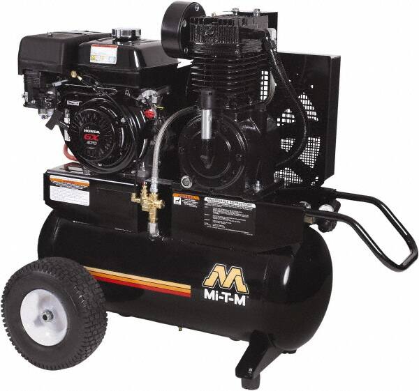 MI-T-M - 9.0 hp, 17.2 CFM, 175 Max psi, Two Stage Portable Fuel Air Compressor - Honda GX270 OHV Engine - Americas Industrial Supply