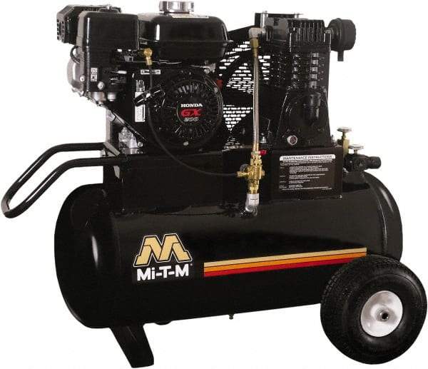 MI-T-M - 6.5 hp, 13.9 CFM, 90 Max psi, Single Stage Portable Fuel Air Compressor - Honda GX200 OHV Engine - Americas Industrial Supply