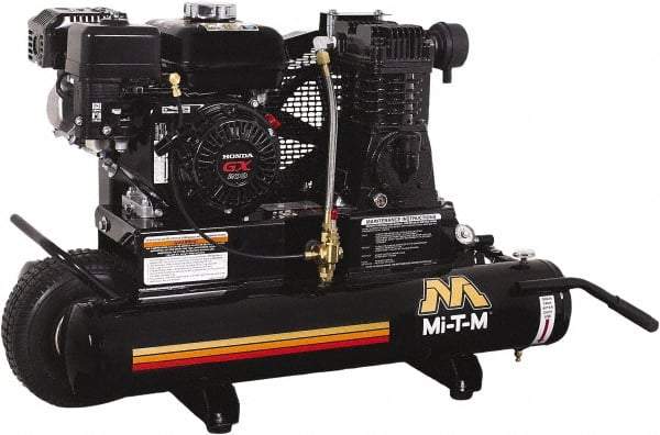 MI-T-M - 6.5 hp, 13.9 CFM, 90 Max psi, Single Stage Portable Fuel Air Compressor - Honda GX200 OHV Engine - Americas Industrial Supply