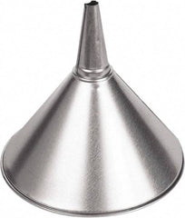 Funnel King - 2 Qt Capacity Galvanized Steel Funnel - 8-3/8" Mouth OD, 1/2" Tip OD, 3-1/8" Straight Spout, Silver - Americas Industrial Supply