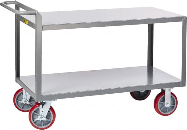 Little Giant - 3,600 Lb Capacity, 30" Wide x 66" Long x 36" High Shelf Cart - 2 Shelf, Steel, 2 Rigid/2 Swivel Casters - Americas Industrial Supply