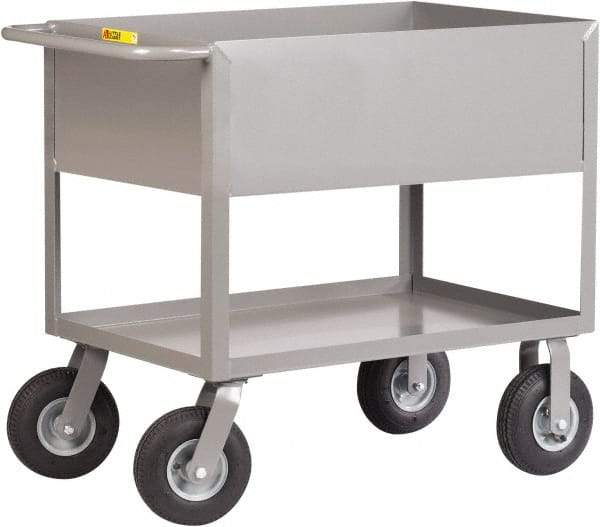 Little Giant - 1,200 Lb Capacity, 24" Wide x 54" Long x 36-1/2" High Deep Shelf Cart - 2 Shelf, Steel, 2 Rigid/2 Swivel Casters - Americas Industrial Supply