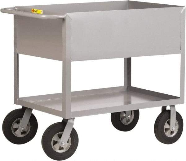 Little Giant - 1,200 Lb Capacity, 24" Wide x 54" Long x 36-1/2" High Deep Shelf Cart - 2 Shelf, Steel, 2 Rigid/2 Swivel Casters - Americas Industrial Supply