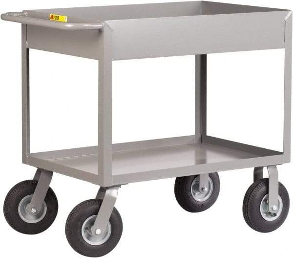 Little Giant - 1,200 Lb Capacity, 24" Wide x 42" Long x 36-1/2" High Deep Shelf Cart - 2 Shelf, Steel, 2 Rigid/2 Swivel Casters - Americas Industrial Supply