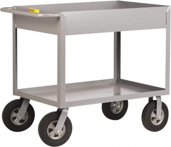 Little Giant - 1,200 Lb Capacity, 24" Wide x 54" Long x 36-1/2" High Deep Shelf Cart - 2 Shelf, Steel, 2 Rigid/2 Swivel Casters - Americas Industrial Supply