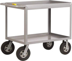 Little Giant - 1,200 Lb Capacity, 30" Wide x 66" Long x 36-1/2" High Deep Shelf Cart - 2 Shelf, Steel, 2 Rigid/2 Swivel Casters - Americas Industrial Supply