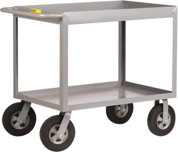 Little Giant - 1,200 Lb Capacity, 24" Wide x 42" Long x 36-1/2" High Deep Shelf Cart - 2 Shelf, Steel, 2 Rigid/2 Swivel Casters - Americas Industrial Supply