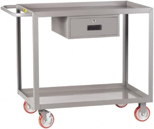 Little Giant - 1,200 Lb Capacity, 24" Wide x 42" Long x 35" High Shelf Cart - 2 Shelf, Steel, 2 Rigid/2 Swivel Casters - Americas Industrial Supply