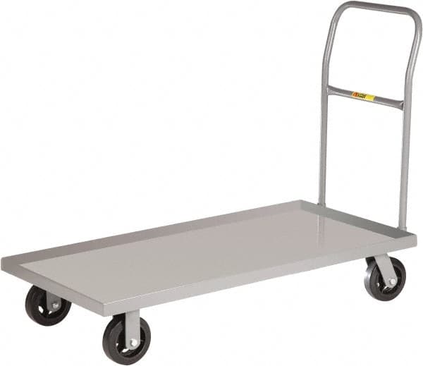 Little Giant - 1,600 Lb Capacity Steel Platform Truck - Steel Deck, 18" OAW, 32" Platform Length x 8-1/2" Platform Height, Mold-On Rubber Casters - Americas Industrial Supply