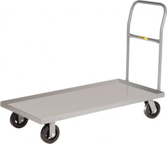 Little Giant - 1,600 Lb Capacity Steel Platform Truck - Steel Deck, 18" OAW, 32" Platform Length x 8-1/2" Platform Height, Mold-On Rubber Casters - Americas Industrial Supply