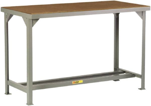Little Giant - 84 Wide x 36" Deep x 36" High, Hardboard on Steel Heavy-Duty Workbench with Hardboard Top - Fixed Legs, Gray - Americas Industrial Supply