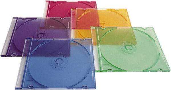 Verbatim - 1 Compartment, 4-7/8" Wide x 5-5/8" High x 1/4" Deep, CD/DVD Case - Polypropylene, Assorted Colors - Americas Industrial Supply