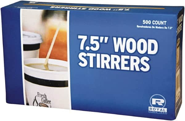 Royal Paper - Wood Coffee Stirrers, 7 1/2" Long, Woodgrain, 500 Stirrers/Box, 10 Boxes/Carton - Americas Industrial Supply