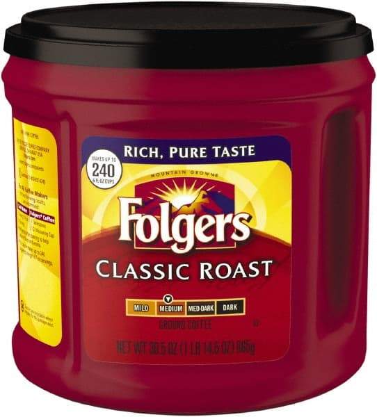 Folgers - Coffee, Classic Roast, Ground, 30.5 oz Canister - Americas Industrial Supply