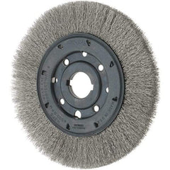 Osborn - 8" OD, 1-1/4" Arbor Hole, Crimped Stainless Steel Wheel Brush - 3/4" Face Width, 1-1/2" Trim Length, 0.01" Filament Diam, 4,500 RPM - Americas Industrial Supply