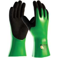 ‎56-630/S Coated Supported Gloves - MaxiChem - Nylon/Lycra Liner - Green/ Black Nitrile Blnd - Full Coat - 12 In. - Exact Industrial Supply
