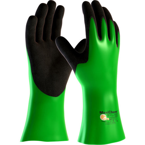 ‎56-635/XL Coated Supported Gloves - MaxiChem - Nylon/Lycra Liner - Green/ Black Nitrile Blnd - Full Coat - 14 In. - Exact Industrial Supply