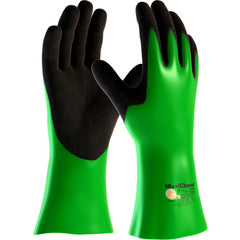 ‎56-635/L Coated Supported Gloves - MaxiChem - Nylon/Lycra Liner - Green/ Black Nitrile Blnd - Full Coat - 14 In. - Exact Industrial Supply