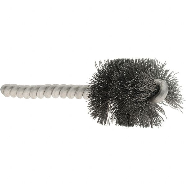 Osborn - 1" Diam Helical Steel Tube Brush - Single Spiral, 0.008" Filament Diam, 1" Brush Length, 3-1/2" OAL, 1/4" Diam Stainless Steel Shank - Americas Industrial Supply