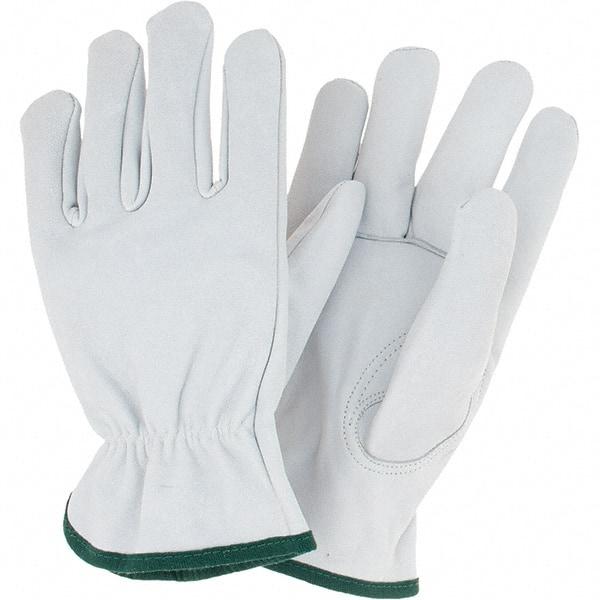Steiner - Size M Goatskin Work Gloves - For Work & Driver, Uncoated, Elastic Band Cuff, Full Fingered, Natural, Paired - Americas Industrial Supply