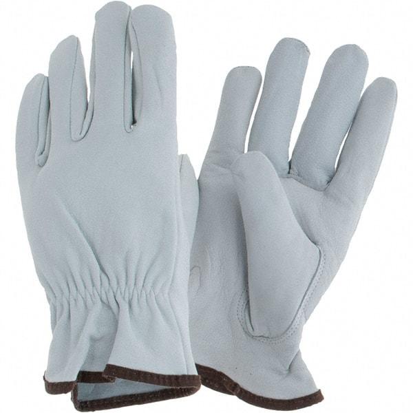Steiner - Size L Goatskin Work Gloves - For Work & Driver, Uncoated, Elastic Band Cuff, Full Fingered, Natural, Paired - Americas Industrial Supply