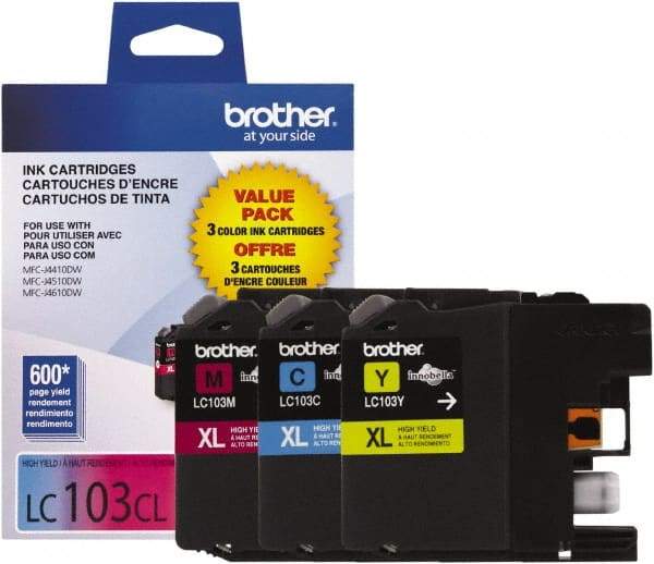 Brother - Cyan, Magenta & Yellow Ink Cartridge - Use with Brother DCP-J152W, MFC-J245, J285DW, J4310DW, J4410DW, J450DW, J4510DW, J4610DW, J470DW, J4710DW, J475DW, J650DW, J6520DW, J6720DW, J6920DW, J870DW, J875DW - Americas Industrial Supply