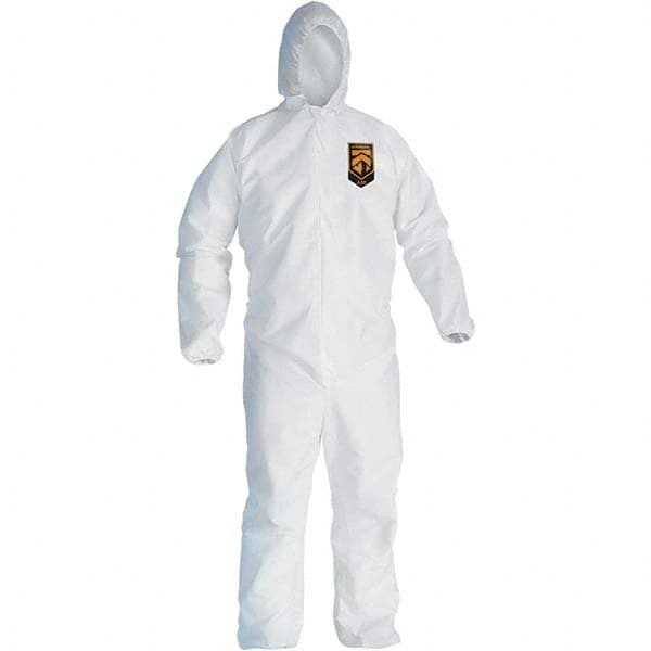 KleenGuard - Size 2XL SMS General Purpose Coveralls - White, Zipper Closure, Elastic Cuffs, Elastic Ankles, Seamless - Americas Industrial Supply