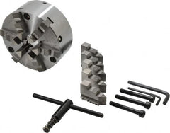 Buck Chuck Company - 6 Jaws, 6" Diam, Self Centering Manual Lathe Chuck - Front Mount, Adjustable, 3,450 Max RPM, 1.78" Through Hole Diam, Forged Steel - Americas Industrial Supply
