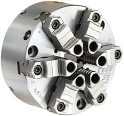 Buck Chuck Company - 6 Jaws, 8" Diam, Self Centering Manual Lathe Chuck - Front Mount, Adjustable, Reversible, 3,000 Max RPM, 2.37" Through Hole Diam, Forged Steel - Americas Industrial Supply