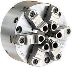 Buck Chuck Company - 6 Jaws, 12" Diam, Self Centering Manual Lathe Chuck - Front Mount, Adjustable, Reversible, 1,725 Max RPM, 4.14" Through Hole Diam, Forged Steel - Americas Industrial Supply