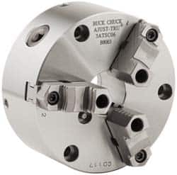 Buck Chuck Company - 3 Jaws, 8" Diam, Self Centering Manual Lathe Chuck - Front Mount, Adjustable, Reversible, 4,000 Max RPM, 2.37" Through Hole Diam, Forged Steel - Americas Industrial Supply