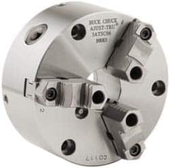 Buck Chuck Company - 3 Jaws, 12" Diam, Self Centering Manual Lathe Chuck - Front Mount, Adjustable, Reversible, 2,300 Max RPM, 4.14" Through Hole Diam, Forged Steel - Americas Industrial Supply