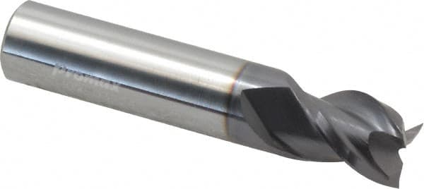 ProMax - 1/2", 5/8" LOC, 1/2" Shank Diam, 2-1/2" OAL, 3 Flute, Solid Carbide Square End Mill - Single End, AlTiN Finish, Spiral Flute, 40° Helix, Centercutting, Right Hand Cut, Right Hand Flute, Series 109 - Americas Industrial Supply