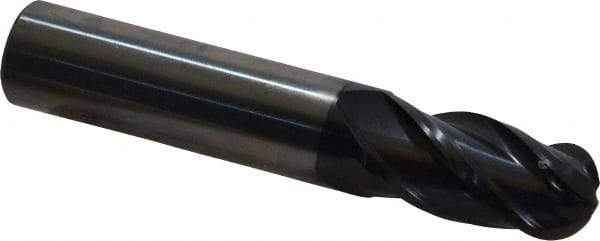 OSG - 5/8" Diam, 1-1/4" LOC, 4 Flute Solid Carbide Ball End Mill - TiAlN Finish, Single End, 3-1/2" OAL, 5/8" Shank Diam, Spiral Flute - Americas Industrial Supply