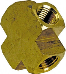 Cerro - 1/4 Female Thread, Brass Industrial Pipe Female Cross - FNPT, 1,200 psi - Americas Industrial Supply