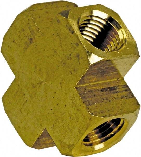 Cerro - 1/8 Female Thread, Brass Industrial Pipe Female Cross - FNPT, 1,200 psi - Americas Industrial Supply