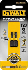 DeWALT - T20 Torx Bit - 1/4" Hex Drive, 1" OAL - Americas Industrial Supply