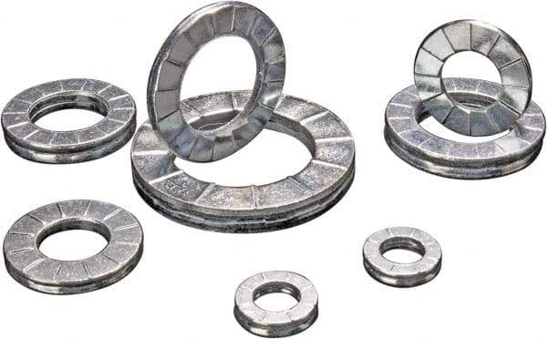 DISC-LOCK - 1/2", 0.937" OD, Zinc Flake, Steel Wedge Lock Washer - Grade 1010 Carbon Steel, 0.505 to 0.515" ID - Americas Industrial Supply