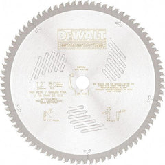 DeWALT - 12" Diam, 1" Arbor Hole Diam, 80 Tooth Wet & Dry Cut Saw Blade - High Speed Steel, Crosscut Action, Standard Round Arbor - Americas Industrial Supply