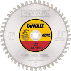 DeWALT - 8" Diam, 5/8" Arbor Hole Diam, 48 Tooth Wet & Dry Cut Saw Blade - High Speed Steel, Crosscut Action, Standard Round Arbor - Americas Industrial Supply