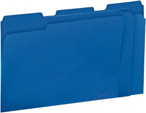 UNIVERSAL - 8-1/2 x 11", Letter Size, Blue, File Folders with Top Tab - 11 Point Stock, 1/3 Tab Cut Location - Americas Industrial Supply