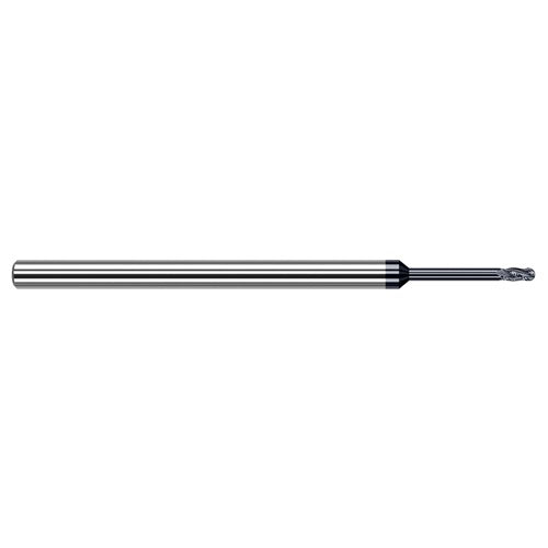 0.4 mm Dia. × 4 mm Shank × 0.6 mm DOC × 50 mm OAL, Carbide AlTiN, Stub , 4 Flute, Ballnose End Mill