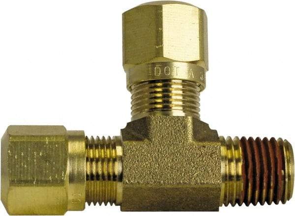 Cerro - 3/8" OD, Brass Male Run Tee - 150 Max Working psi, -40 to 200°F, Comp x MNPT x Comp Ends - Americas Industrial Supply