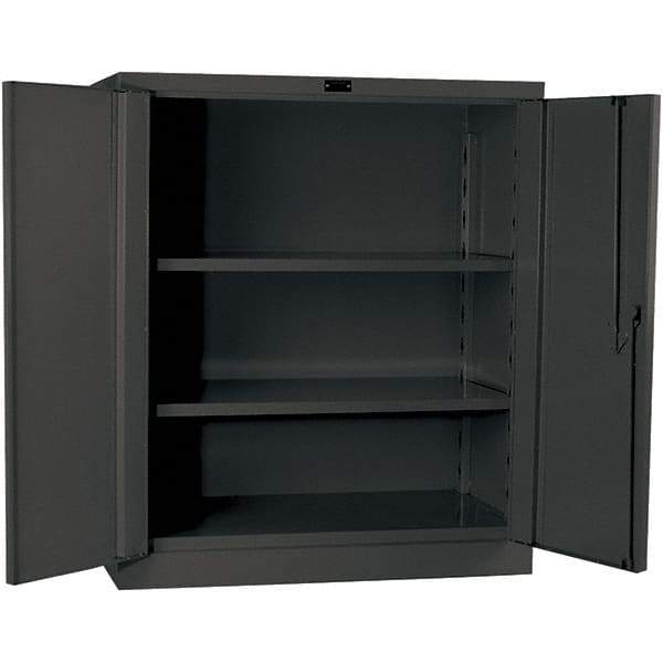 Hallowell - 2 Shelf Locking Storage Cabinet - Steel, 36" Wide x 21" Deep x 42" High, Gray - Americas Industrial Supply