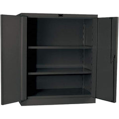 Hallowell - 2 Shelf Locking Storage Cabinet - Steel, 36" Wide x 21" Deep x 42" High, Gray - Americas Industrial Supply
