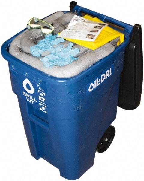 Oil-Dri - 50 Gal Capacity Universal Spill Kit - 50 Gal Plastic Mobile Spill Cart - Americas Industrial Supply