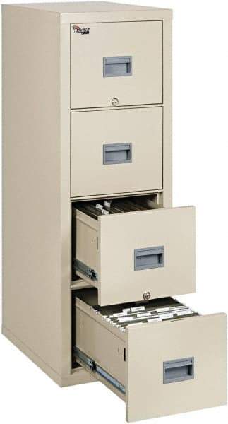 FireKing - 17-3/4" Wide x 52-3/4" High x 25" Deep, 4 Drawer Vertical File - Steel, Parchment - Americas Industrial Supply