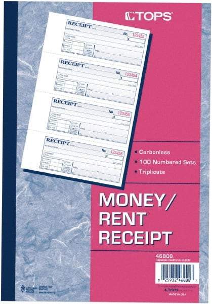 TOPS - 100 Sheet, 2-3/4 x 7-1/8", Receipt Book - Americas Industrial Supply